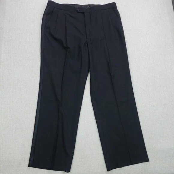 Stafford Tuxedo Suit Mens 48 Regular Black Wool Blend Formal Wear 2 Piece Set - Picture 11 of 15